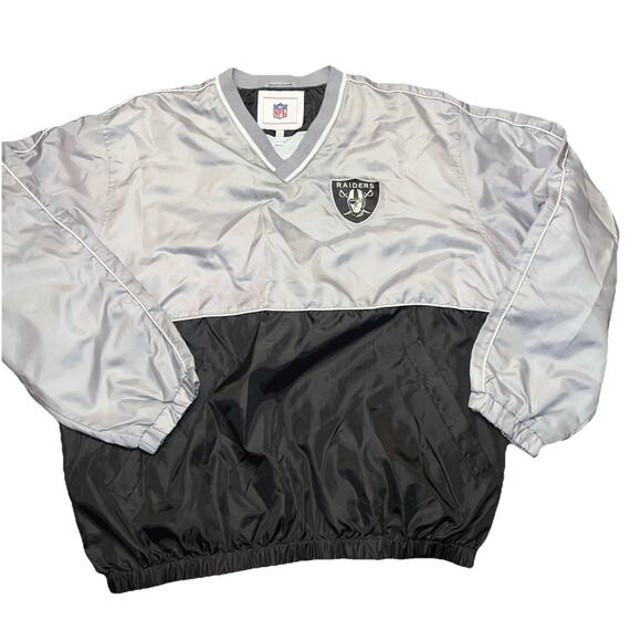 NFL Oakland Raiders Windbreaker Pullover Embroidered Patch Size Larg - Picture 1 of 6